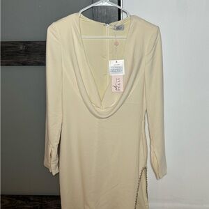 Cream Cowl Neck Dress by Oh Polly